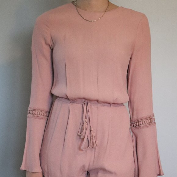 Rosy Blush Bell Sleeve Romper | 020 - Picture 1 of 6